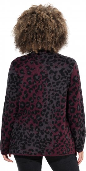 Ulla Popken Leopard Print Scarf Sweater Dark Wine Red - Hettegensere og collegegensere - Myke gensere, hettegensere og strikk