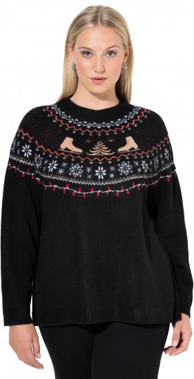 Ulla Popken Norwegian Style Christmas Sweater Black - Hettegensere og collegegensere - Myke gensere, hettegensere og strikk