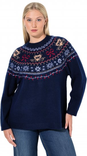 Ulla Popken Norwegian Style Christmas Sweater Blue - Hettegensere og collegegensere - Myke gensere, hettegensere og strikk