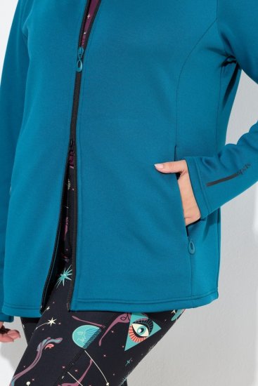 Ulla Popken Quick Drying Athletic Jacket Dark Petrol - Hettegensere og collegegensere - Myke gensere, hettegensere og strikk