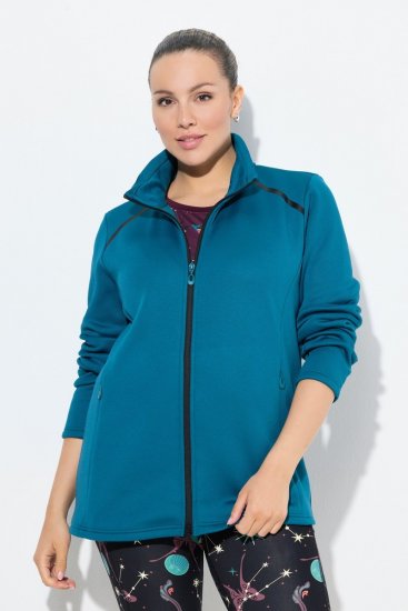 Ulla Popken Quick Drying Athletic Jacket Dark Petrol - Hettegensere og collegegensere - Myke gensere, hettegensere og strikk