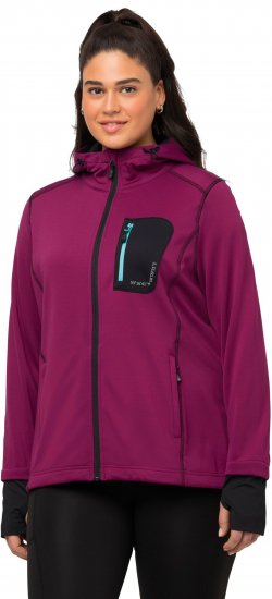 Ulla Popken HYPRAR Zip Front Hooded Stretch Sweatshirt Blackberry - Hettegensere og collegegensere - Myke gensere, hettegensere og strikk