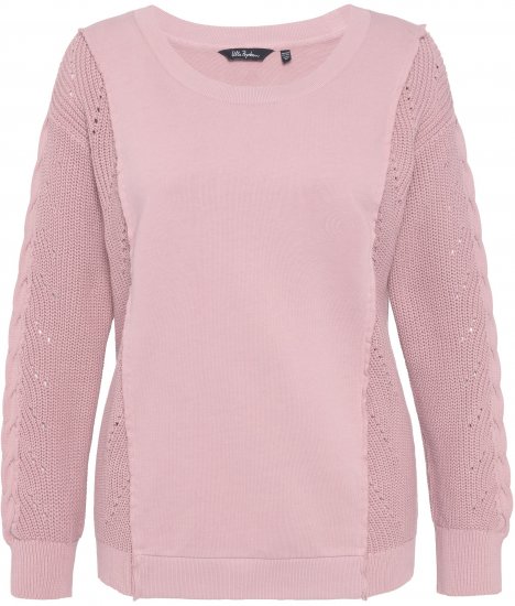 Ulla Popken Mixed Knit Patch Look Sweatshirt Old Pink - Hettegensere og collegegensere - Myke gensere, hettegensere og strikk