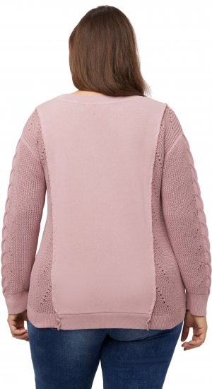 Ulla Popken Mixed Knit Patch Look Sweatshirt Old Pink - Hettegensere og collegegensere - Myke gensere, hettegensere og strikk