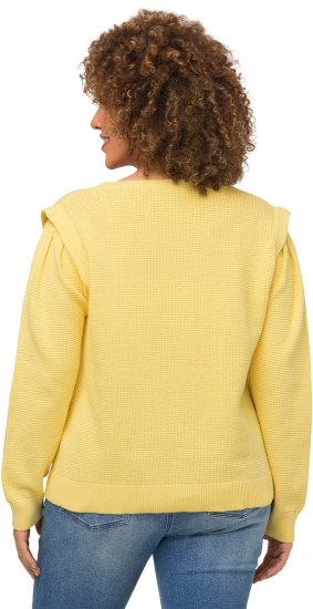Ulla Popken Shoulder Accent Classic Fit Textured Knit Sweater Lemon Yellow - Hettegensere og collegegensere - Myke gensere, hettegensere og strikk