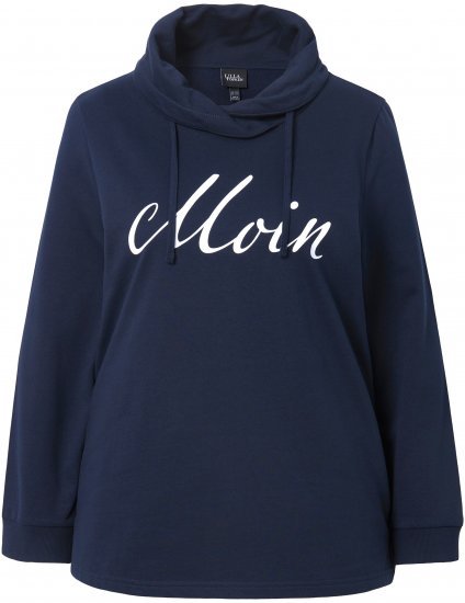Ulla Popken Moin Graphic Sweatshirt Navy - Hettegensere og collegegensere - Myke gensere, hettegensere og strikk
