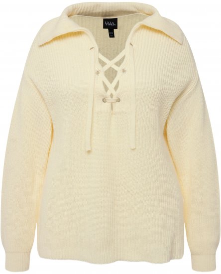 Ulla Popken Lace Up Sailor Collar Sweater Vanilla - Hettegensere og collegegensere - 