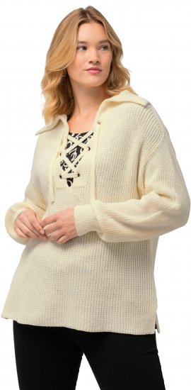 Ulla Popken Lace Up Sailor Collar Sweater Vanilla - Hettegensere og collegegensere - 