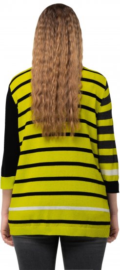 Ulla Popken Mixed Stripe 3/4 Sleeve Colorblock Sweater Apple Green - Hettegensere og collegegensere - Myke gensere, hettegensere og strikk