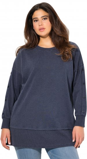 Ulla Popken Layered Look Button Sleeve Sweatshirt Navy - Hettegensere og collegegensere - 