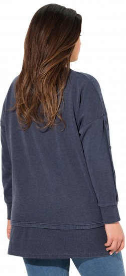 Ulla Popken Layered Look Button Sleeve Sweatshirt Navy - Hettegensere og collegegensere - 