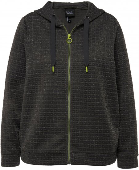 Ulla Popken Textured Metallic Knit Sweatshirt With Hood Graphite Grey - Hettegensere og collegegensere - Myke gensere, hettegensere og strikk