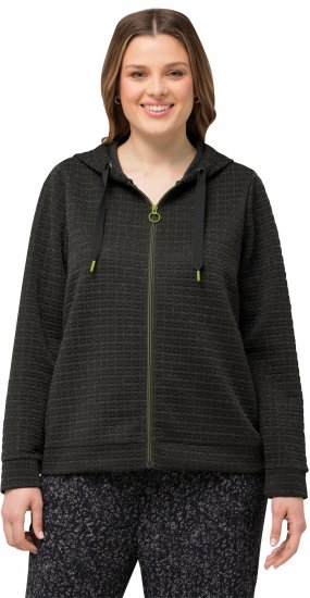 Ulla Popken Textured Metallic Knit Sweatshirt With Hood Graphite Grey - Hettegensere og collegegensere - Myke gensere, hettegensere og strikk