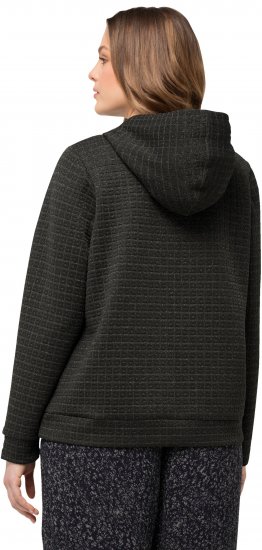 Ulla Popken Textured Metallic Knit Sweatshirt With Hood Graphite Grey - Hettegensere og collegegensere - Myke gensere, hettegensere og strikk