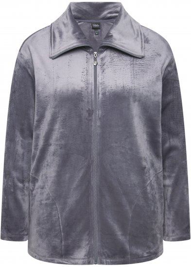 Ulla Popken Velour Loungewear Jacket Dark Grey - Hettegensere og collegegensere - 