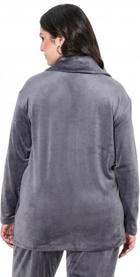 Ulla Popken Velour Loungewear Jacket Dark Grey - Hettegensere og collegegensere - 