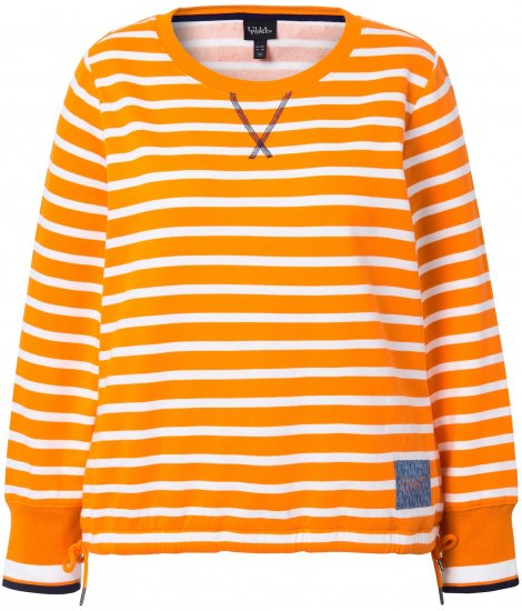 Ulla Popken Striped Drawstring Hem Sweatshirt Orange - Hettegensere og collegegensere - Myke gensere, hettegensere og strikk
