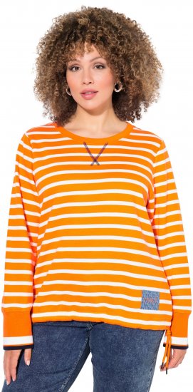 Ulla Popken Striped Drawstring Hem Sweatshirt Orange - Hettegensere og collegegensere - Myke gensere, hettegensere og strikk