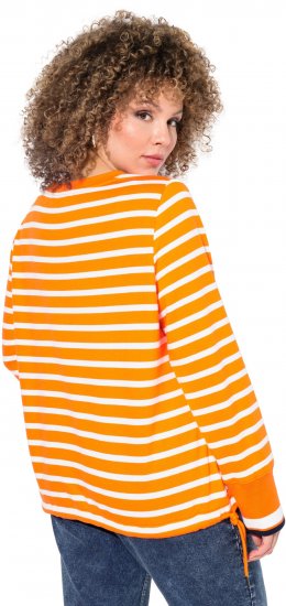 Ulla Popken Striped Drawstring Hem Sweatshirt Orange - Hettegensere og collegegensere - Myke gensere, hettegensere og strikk