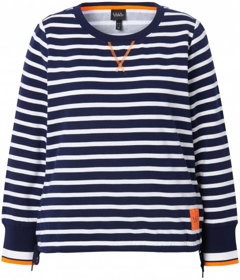 Ulla Popken Striped Drawstring Hem Sweatshirt Navy - Hettegensere og collegegensere - Myke gensere, hettegensere og strikk