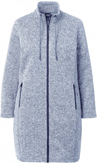 Ulla Popken Longline Knit Fleece Jacket Sky Blue - Hettegensere og collegegensere - Myke gensere, hettegensere og strikk