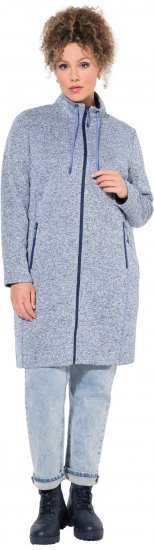 Ulla Popken Longline Knit Fleece Jacket Sky Blue - Hettegensere og collegegensere - Myke gensere, hettegensere og strikk