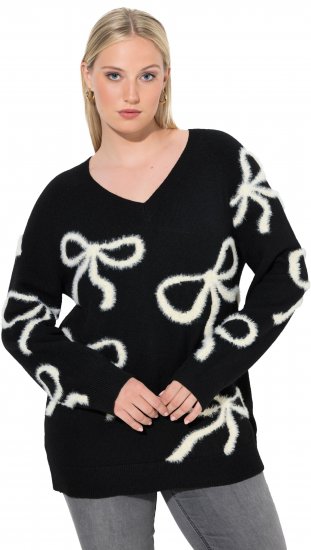 Ulla Popken Glitter Bow Sweater Black - Hettegensere og collegegensere - 