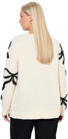 Ulla Popken Glitter Bow Sweater Chalk - Hettegensere og collegegensere - 