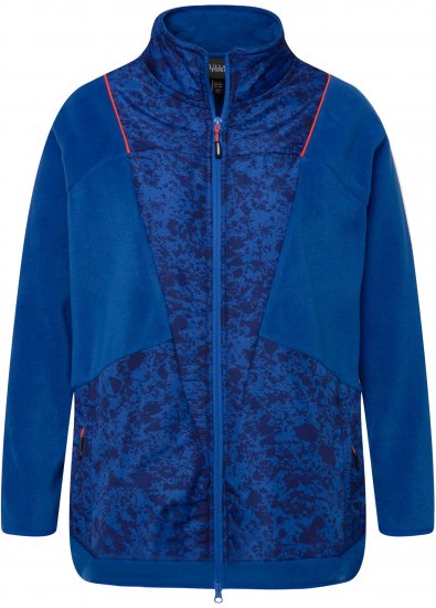 Ulla Popken Patch Print Fleece Jacket Denim Blue - Hettegensere og collegegensere - 