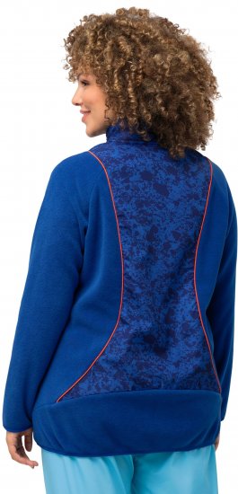 Ulla Popken Patch Print Fleece Jacket Denim Blue - Hettegensere og collegegensere - 