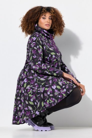 Ulla Popken Floral Stand-Up Collar Flounce Panel Sweatshirt Black - Hettegensere og collegegensere - Myke gensere, hettegensere og strikk