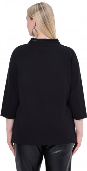 Ulla Popken Decorative Chain Collar Sweatshirt Black - Hettegensere og collegegensere - Myke gensere, hettegensere og strikk