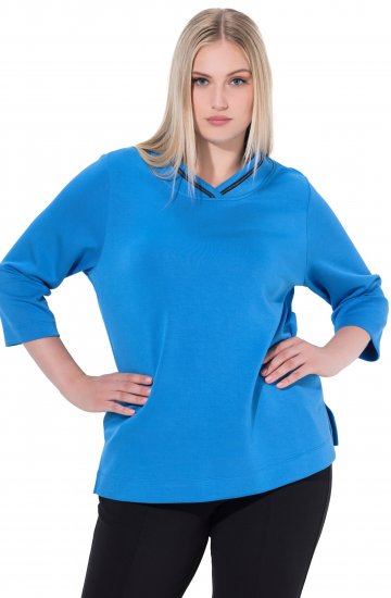 Ulla Popken Classic Fit with Side Slits 3/4 Sleeve Sweatshirt Royal Blue - Hettegensere og collegegensere - Myke gensere, hettegensere og strikk