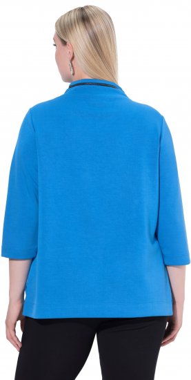 Ulla Popken Classic Fit with Side Slits 3/4 Sleeve Sweatshirt Royal Blue - Hettegensere og collegegensere - Myke gensere, hettegensere og strikk