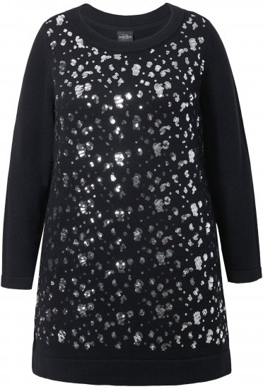 Ulla Popken Sequined Soft Fine Knit Sweater Black - Hettegensere og collegegensere - 