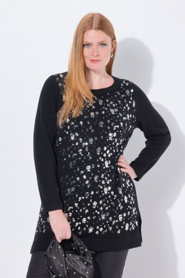 Ulla Popken Sequined Soft Fine Knit Sweater Black - Hettegensere og collegegensere - Myke gensere, hettegensere og strikk
