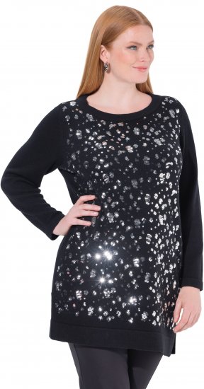 Ulla Popken Sequined Soft Fine Knit Sweater Black - Hettegensere og collegegensere - 