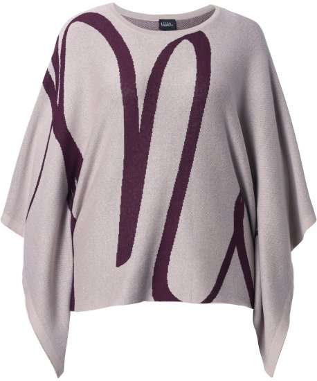 Ulla Popken Brushstroke Knit Poncho Beige - Hettegensere og collegegensere - Myke gensere, hettegensere og strikk