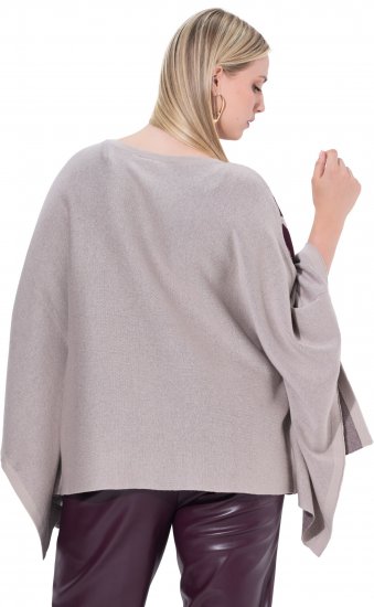 Ulla Popken Brushstroke Knit Poncho Beige - Hettegensere og collegegensere - Myke gensere, hettegensere og strikk
