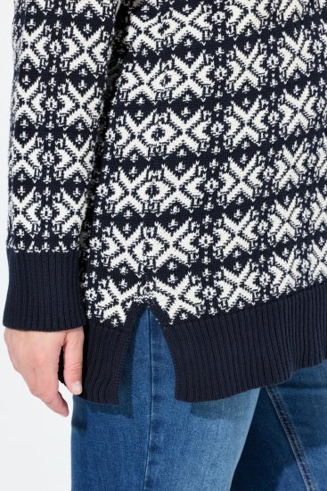 Ulla Popken Eco Cotton Geometric Snowflake Sweater Navy - Hettegensere og collegegensere - Myke gensere, hettegensere og strikk