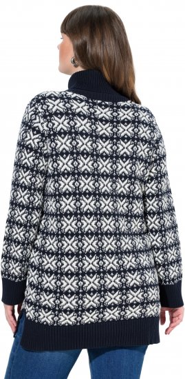 Ulla Popken Eco Cotton Geometric Snowflake Sweater Navy - Hettegensere og collegegensere - Myke gensere, hettegensere og strikk