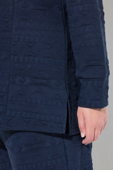 Ulla Popken Eco Cotton Stripe Textured Sweatshirt Navy - Hettegensere og collegegensere - Myke gensere, hettegensere og strikk