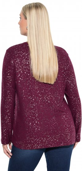 Ulla Popken Metallic Print Extra Soft Christmas Sweatshirt Dark Wine Red - Hettegensere og collegegensere - Myke gensere, hettegensere og strikk