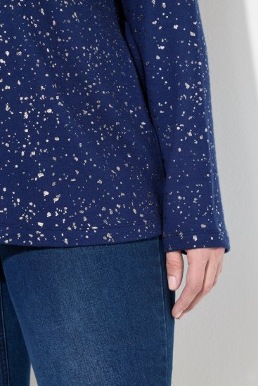Ulla Popken Metallic Print Extra Soft Christmas Sweatshirt Ink Blue - Hettegensere og collegegensere - Myke gensere, hettegensere og strikk