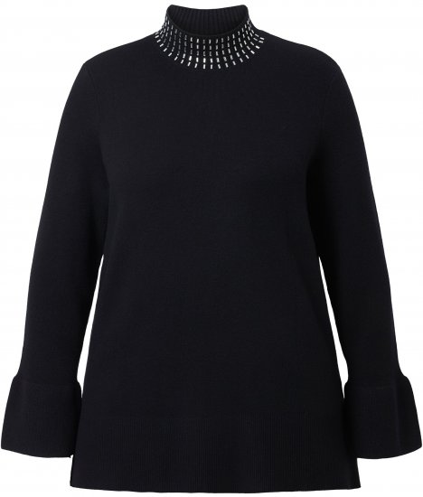 Ulla Popken Flared Sleeve Turtleneck Sweater Black - Hettegensere og collegegensere - 
