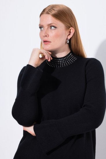 Ulla Popken Flared Sleeve Turtleneck Sweater Black - Hettegensere og collegegensere - Myke gensere, hettegensere og strikk