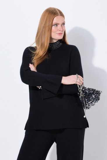 Ulla Popken Flared Sleeve Turtleneck Sweater Black - Hettegensere og collegegensere - Myke gensere, hettegensere og strikk