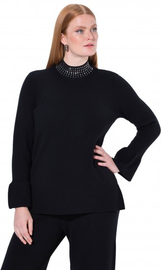 Ulla Popken Flared Sleeve Turtleneck Sweater Black - Hettegensere og collegegensere - 