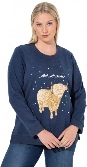 Ulla Popken Let It Snow Sequins Sweatshirt Ink Blue - Hettegensere og collegegensere - Myke gensere, hettegensere og strikk