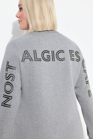 Ulla Popken Nostalgic Escape Oversized Sweatshirt Mouse Grey - Hettegensere og collegegensere - Myke gensere, hettegensere og strikk